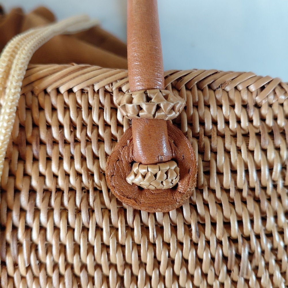 LISI LERCH Charlotte Bali Tote Basic  Leather Handles Ata Grass Straw Handbag - Picture 13 of 13